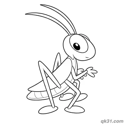 Free printable Friendly Grasshopper Waving Hand Coloring Page coloring page