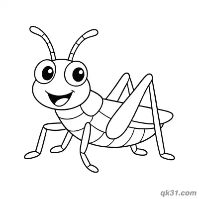 Free printable Happy Open Mouth Cartoon Grasshopper Coloring Page coloring page