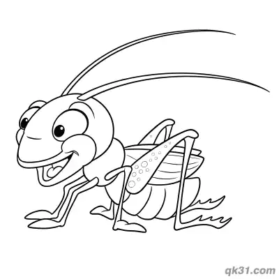 Free printable Laughing Cartoon Grasshopper with Details Coloring Page coloring page