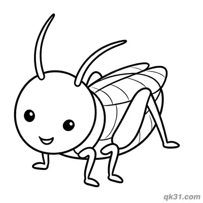 Free printable Smiling Round Head Cartoon Grasshopper Coloring Page coloring page