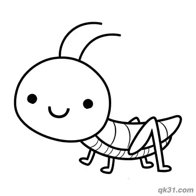 Free printable Toddler Minimalist Round Head Grasshopper Coloring Page coloring page
