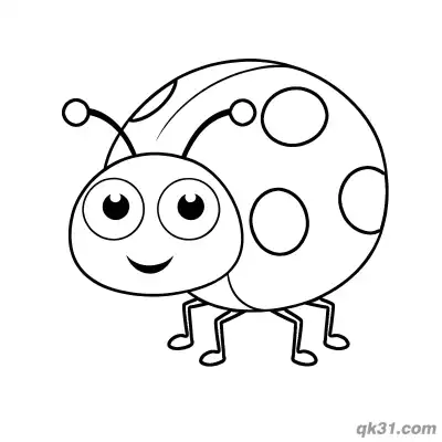 Basic Cartoon Ladybug Front View Coloring Page
