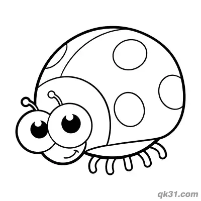 Big Head Adorable Ladybug Looking Forward Coloring Page