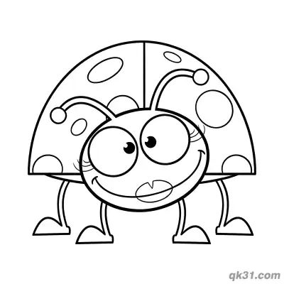 Big Head Ladybug with Cute Eyes Crawling Coloring Page