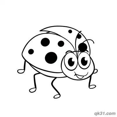 Cute Q Version Ladybug with Bold Spots Coloring Page