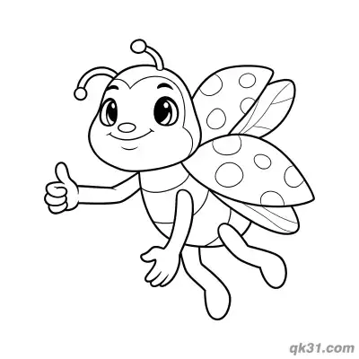 Flying Ladybug Giving Thumbs Up Coloring Page