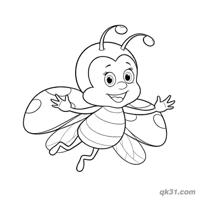 Flying Ladybug Waving with Open Wings Coloring Page