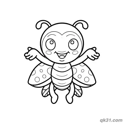 Happy Flying Ladybug Opening Arms Coloring Page