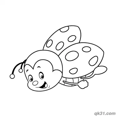 Happy Ladybug Flying Sideways Coloring Page