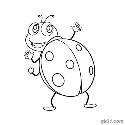 Ladybug Waving and Opening Wings Coloring Page