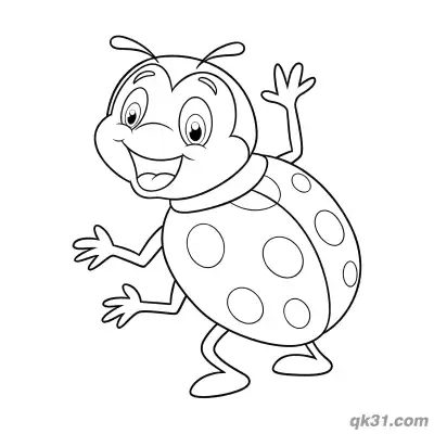 Laughing Ladybug Waving Side View Coloring Page