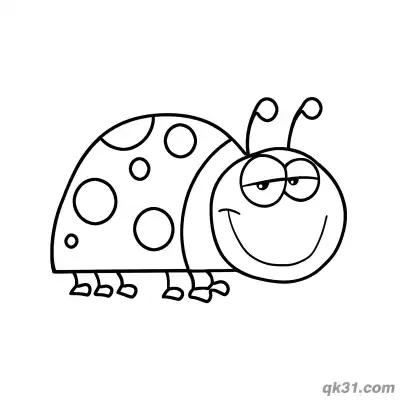 Lazy Lying Ladybug with Squinting Eyes Coloring Page