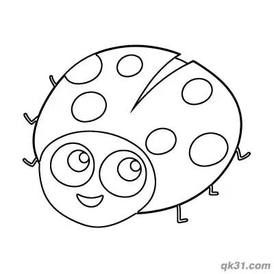 Minimalist Cartoon Ladybug Top View Coloring Page