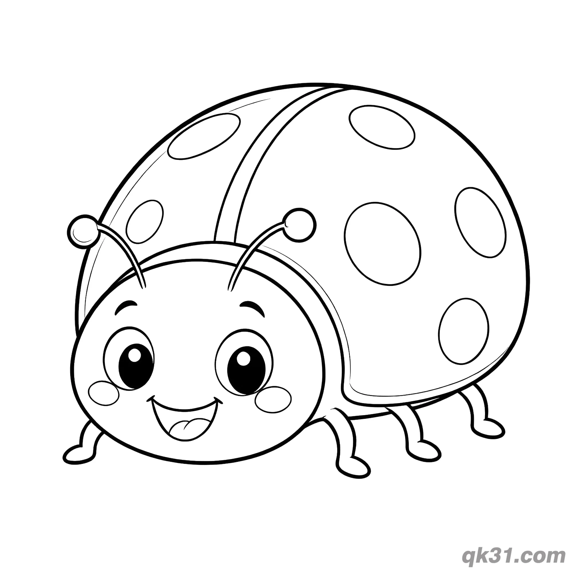 Round Head Ladybug Crawling Forward Coloring Page – Free Printable Coloring Page for Kids and Adults