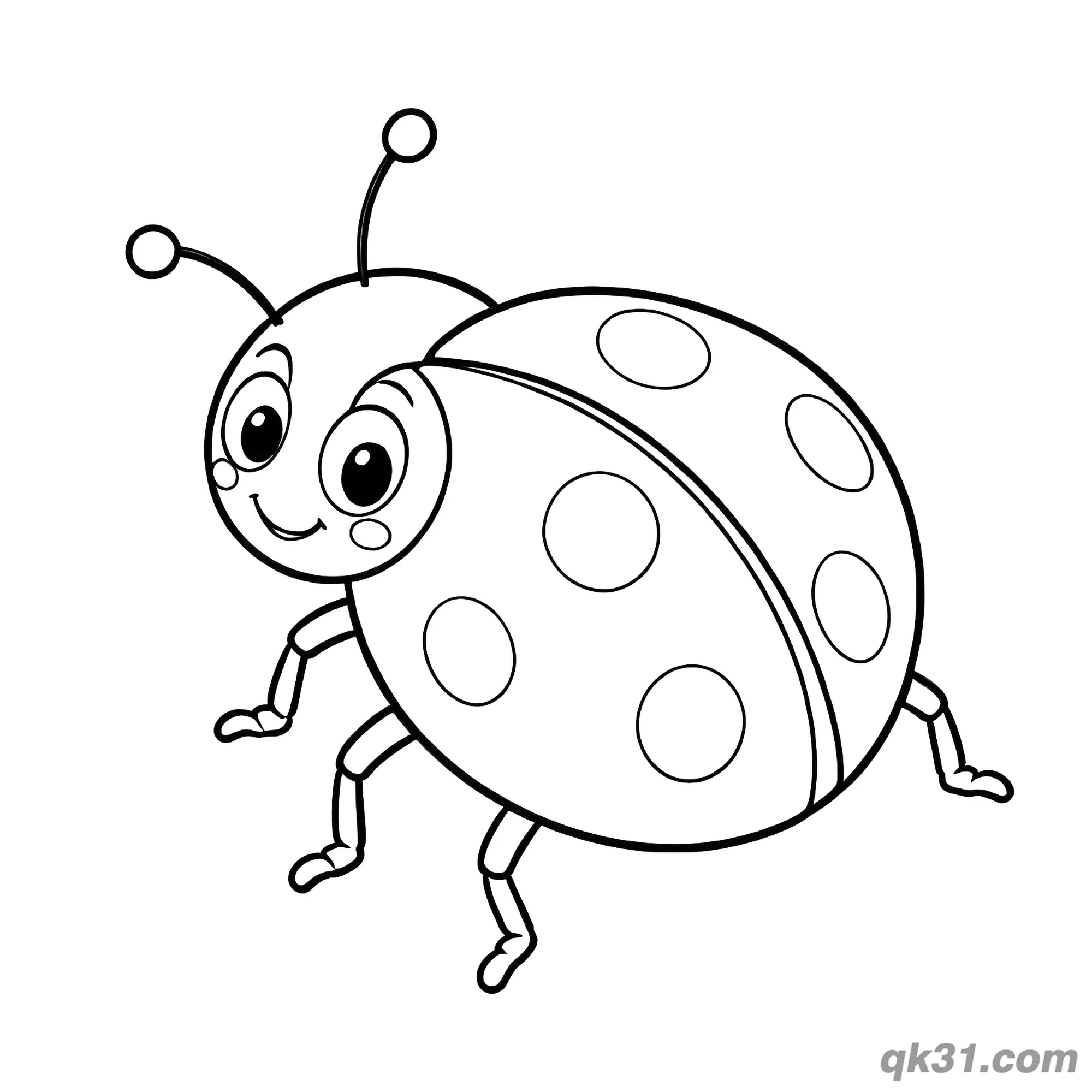 Simple Ladybug Crawling Forward Coloring Page – Free Printable Coloring Page for Kids and Adults