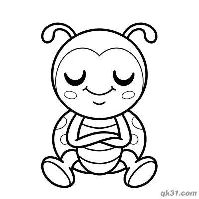 Free printable Sitting Ladybug with Closed Eyes Coloring Page coloring page