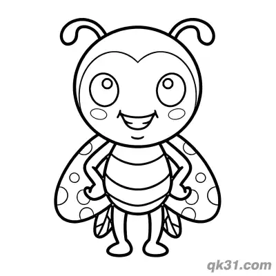 Free printable Symmetrical Cute Ladybug Front Pose Coloring Page coloring page