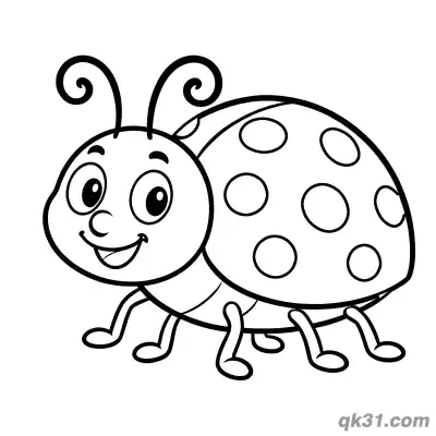 Free printable Walking Ladybug with Curled Antennae Coloring Page coloring page