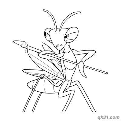 Free printable Artist Praying Mantis Holding Paintbrush Coloring Page coloring page
