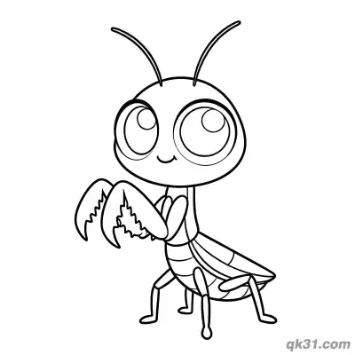 Big Head Cute Praying Mantis Coloring Page