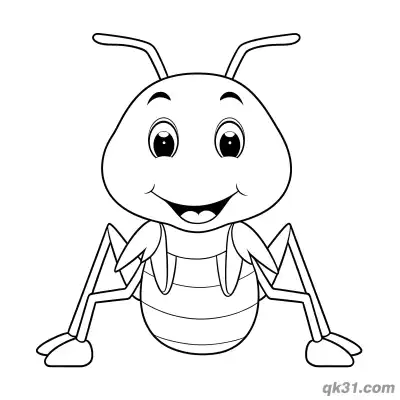 Cute Baby Praying Mantis Front View Coloring Page