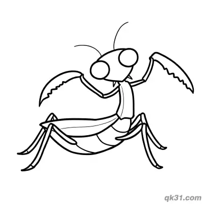 Cute Lying Down Praying Mantis Coloring Page