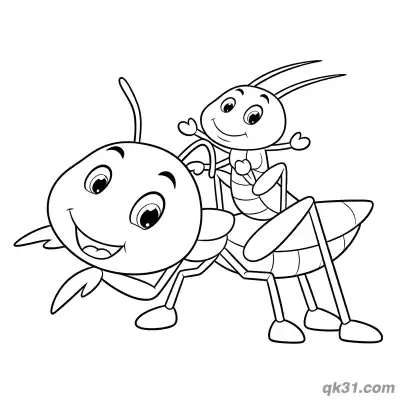 Family Praying Mantis Parent and Baby Coloring Page