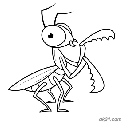 Playful Cartoon Praying Mantis Raised Leg Coloring Page