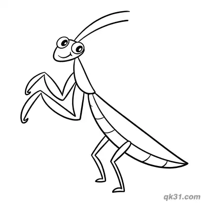 Free printable Slender Smiling Praying Mantis Coloring Page coloring page