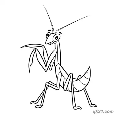Free printable Standard Cartoon Praying Mantis Smiling Coloring Page coloring page