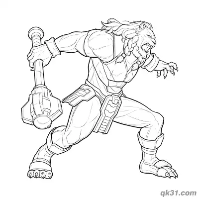 Free printable Charging Forward Battle Beast Hammer Attack Invincible Coloring Page coloring page