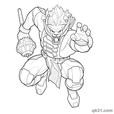 Free printable Dynamic Landing Pose Battle Beast with Mace Invincible Coloring Page coloring page
