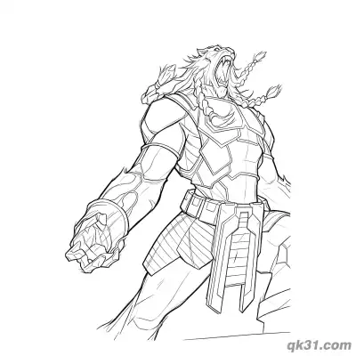 Free printable Half Body Portrait Aggressive Roar Battle Beast Invincible Coloring Page coloring page
