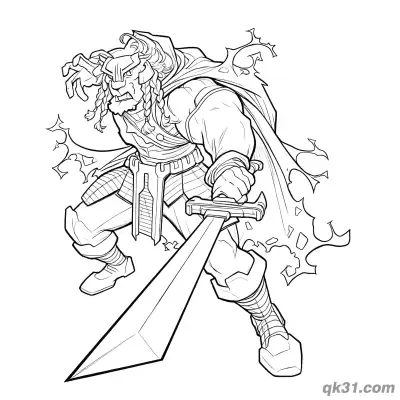 Free printable Jumping Greatsword Slash Battle Beast Invincible Coloring Page coloring page