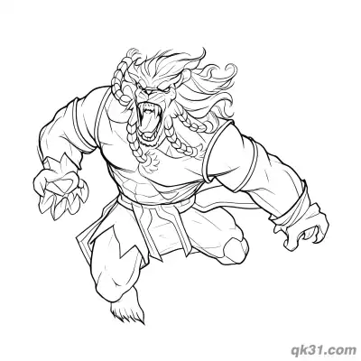 Free printable Leaping Battle Beast Roar Claws Bared Invincible Coloring Page coloring page