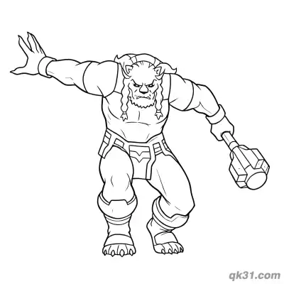 Free printable Open Arms Stance Battle Beast Holding Hammer Invincible Coloring Page coloring page