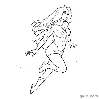 Free printable Flying Atom Eve Superhero Cute Coloring Page coloring page