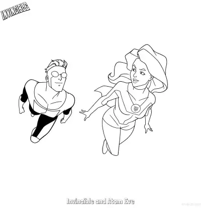 Free printable Invincible and Atom Eve  Coloring Page - Free Printable Invincible PDFS Coloring Sheets coloring page