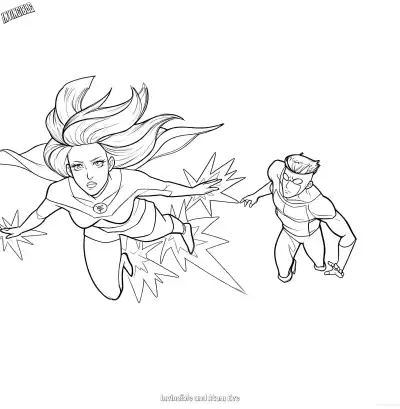 Free printable Invincible and Atom Eve 2 Coloring Page - Free Printable Invincible PDFS Coloring Sheets coloring page