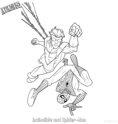 Free printable Invincible and Spider-Man  Coloring Page - Free Printable Invincible PDFS Coloring Sheets coloring page