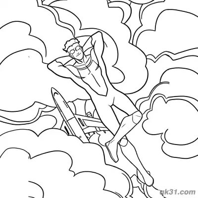 Free printable Invincible Mark Grayson Cloud Relaxing Coloring Page coloring page