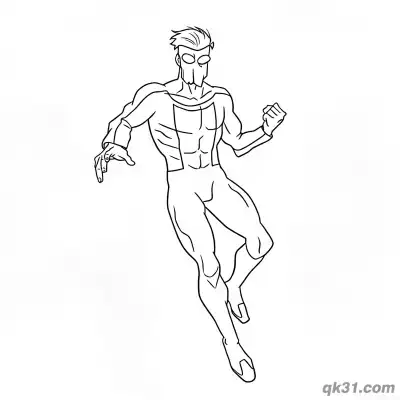 Free printable Invincible Mark Grayson Dynamic Flight Coloring Page coloring page