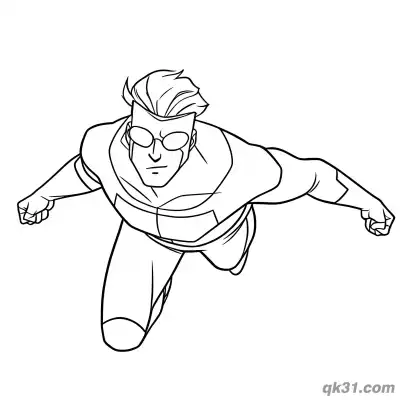Free printable Invincible Mark Grayson Frontal Flight Coloring Page coloring page