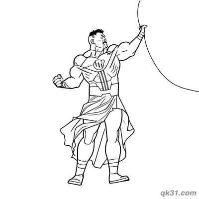 Free printable Omni Man Ancient Outfit Holding Rope Coloring Page coloring page