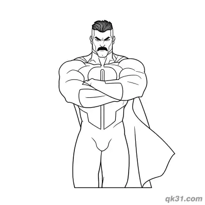 Free printable Omni Man Crossed Arms Serious Full Body Coloring Page coloring page