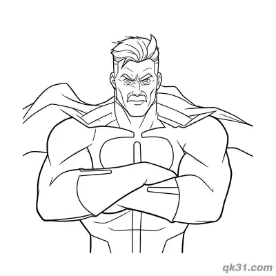 Free printable Omni Man Crossed Arms Serious Half Body Coloring Page coloring page