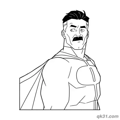 Free printable Omni Man Half Body Side View Invincible Coloring Page coloring page