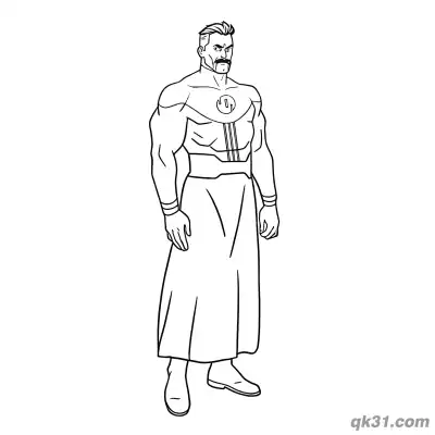 Free printable Omni Man In Robe Outfit Full Body Invincible Coloring Page coloring page
