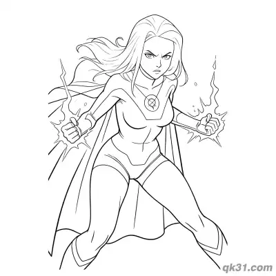 Free printable Powerful Atom Eve Energy Pose Printable Coloring Page coloring page