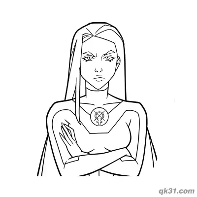 Free printable Serious Atom Eve Portrait with Symbol Coloring Page coloring page